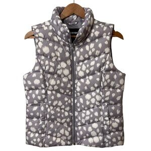 Lands End Women’s Vest Gray Down Puffer Winter Size Medium Full Zip Up Pockets